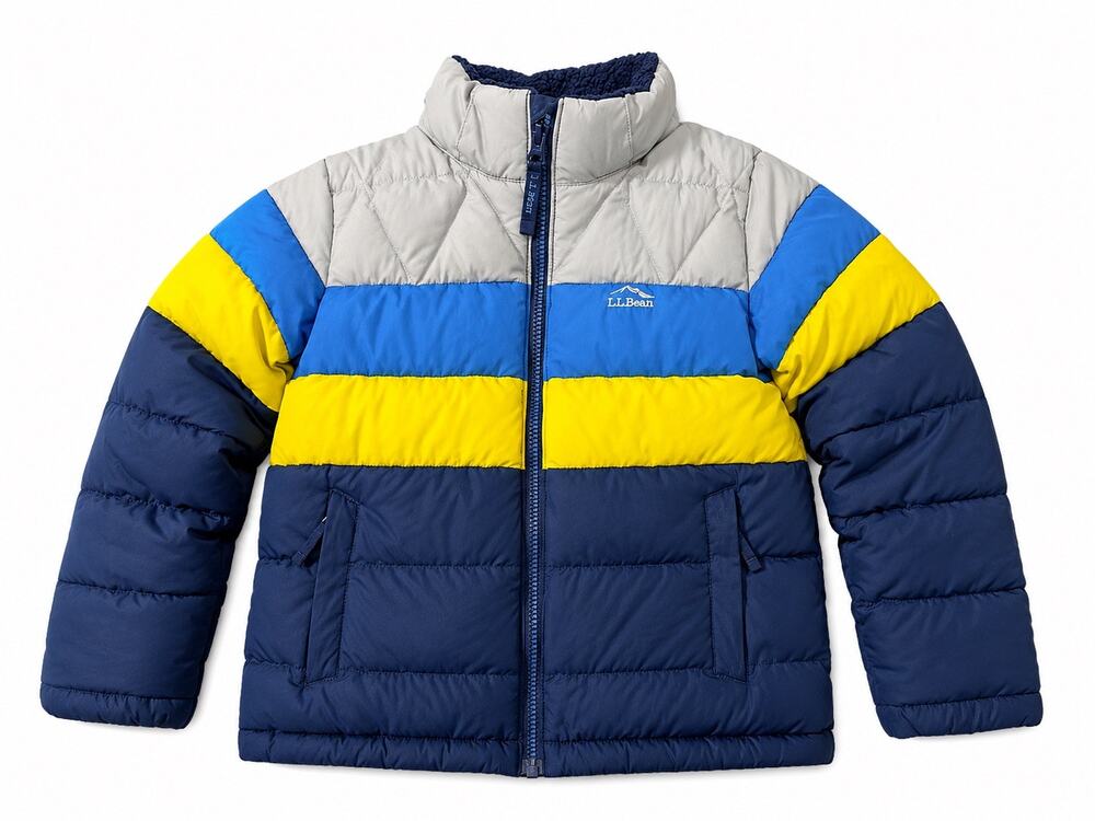 L.L.Bean Boys DownTek Down Puffer Jacket S 5-6 Colorblock Winter Down filled